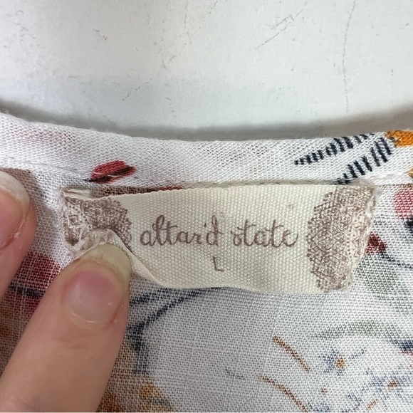 Altar'd State mini dress womens L Floral Spring Loose Fit Tie string neck - Picture 4 of 11